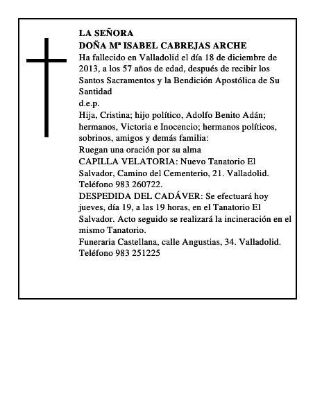 Doña Mª Isabel Cabrejas Arche