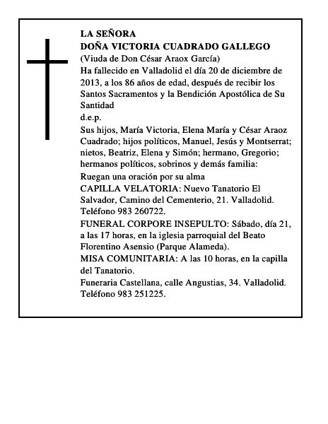 Doña Victoria Cuadrado Gallego