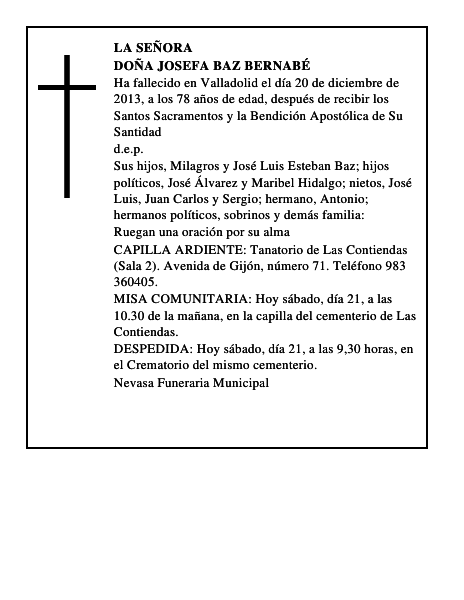 Doña Josefa Baz Bernabé