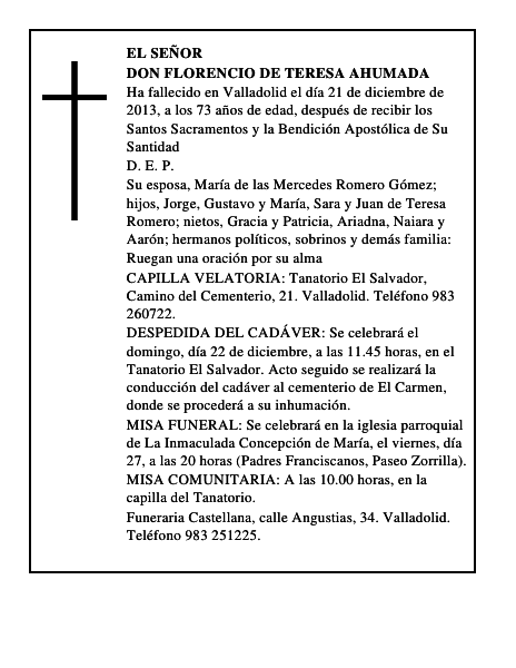 Don Florencio de Teresa Ahumada