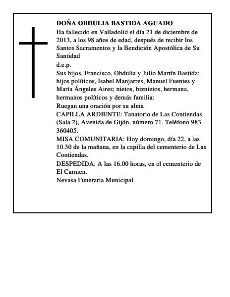 Doña Obdulia Bastida Aguado