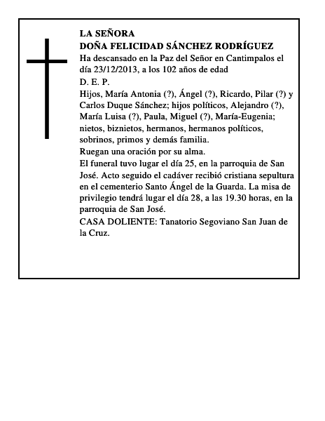 Doña Felicidad Sánchez Rodríguez