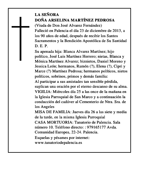 Doña Arselina Martínez Pedrosa