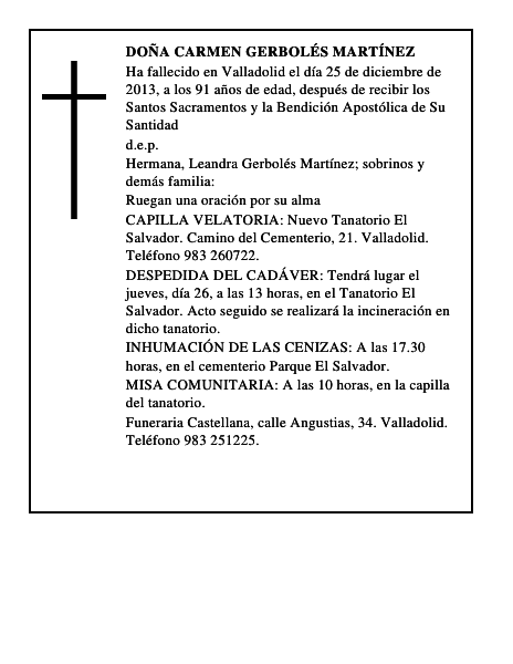 Doña Carmen Gerbolés Martínez