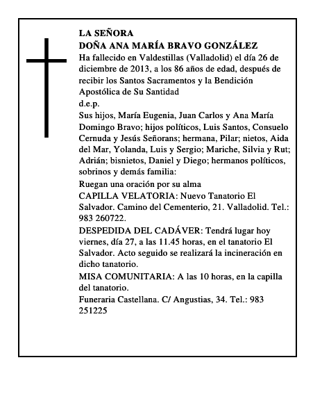 Doña Ana María Bravo González