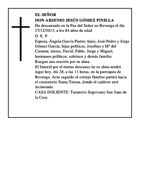 Don Arsenio Jesús Gómez Pinilla