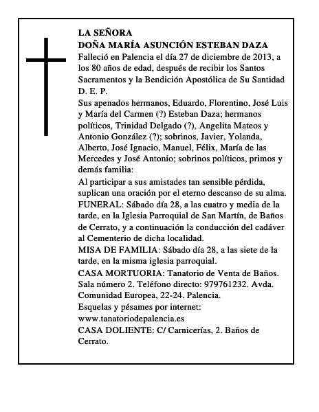 Doña María Asunción Esteban Daza