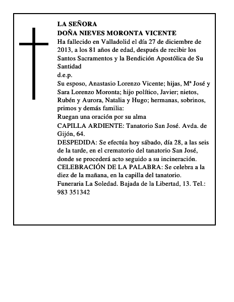 Doña Nieves Moronta Vicente