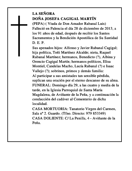 Doña Josefa Cagigal Martín