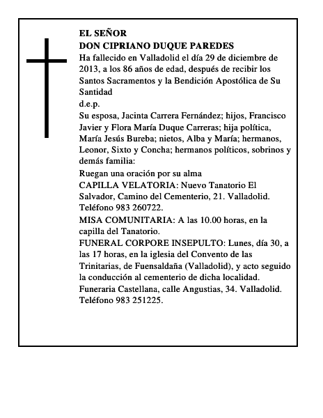 Don Cipriano Duque Paredes