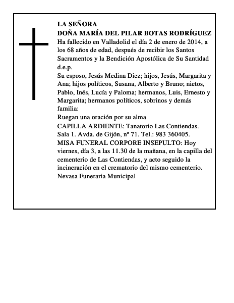 Doña María del Pilar Botas Rodríguez