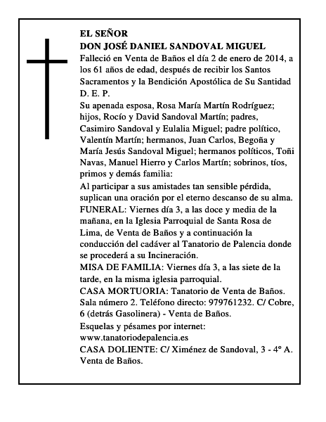 Don José Daniel Sandoval Miguel