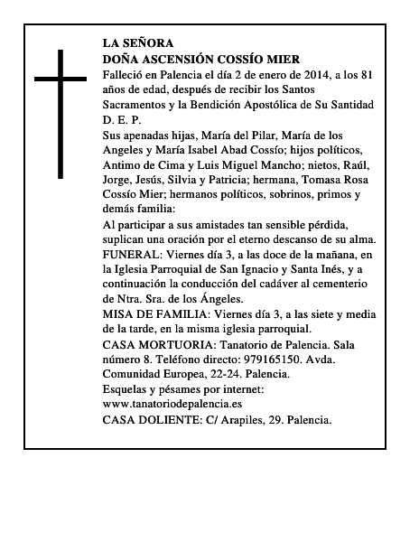 Doña Ascensión Cossío Mier
