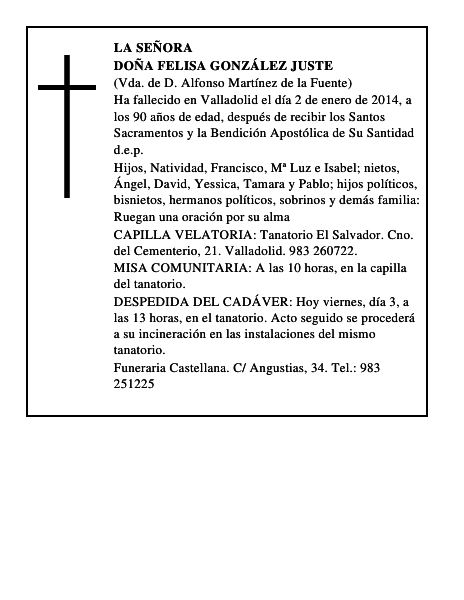 Doña Felisa González Juste