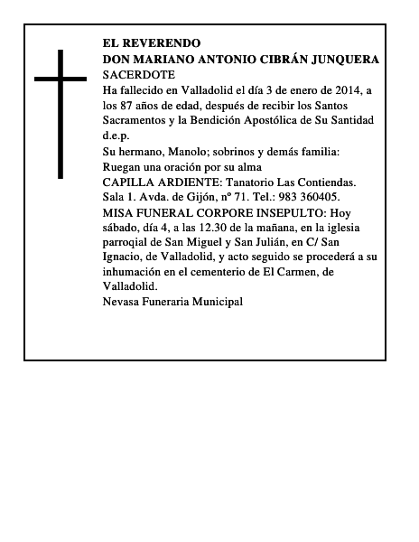 Don Mariano Antonio Cibrán Junquera