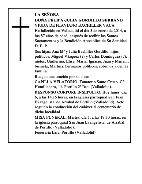 Doña Felipa-Julia Gordillo Serrano