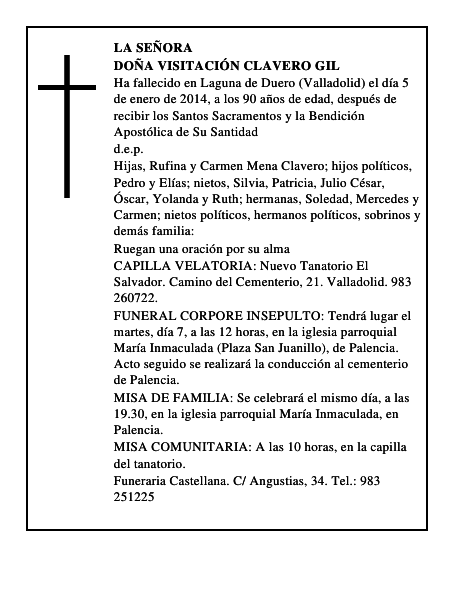 Doña Visitación Clavero Gil