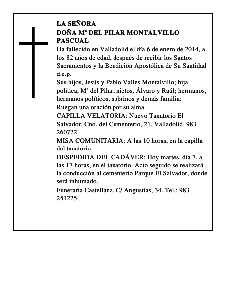 Doña Mª del Pilar Montalvillo Pascual