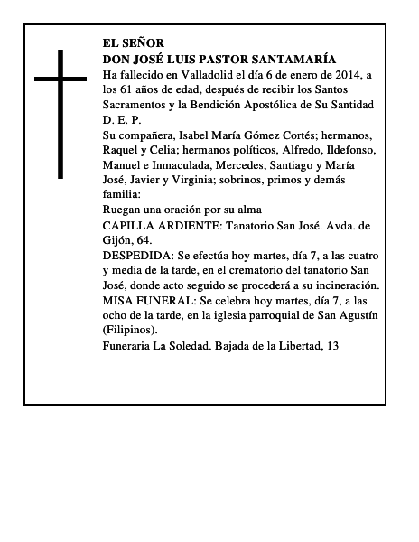 Don José Luis Pastor Santamaría