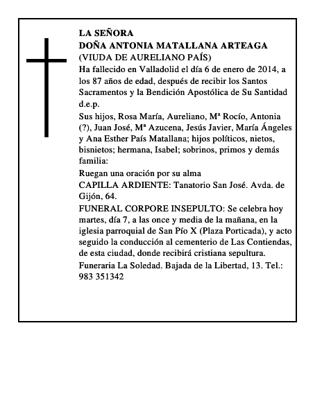 Doña Antonia Matallana Arteaga