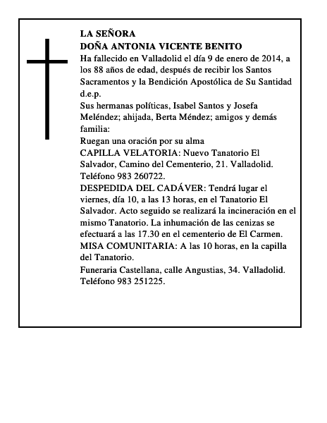 Doña Antonia Vicente Benito