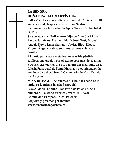 Doña Braulia Martín Cea
