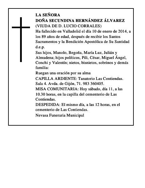 Doña Secundina Hernández Álvarez