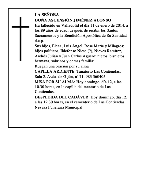 Doña Ascensión Jiménez Alonso