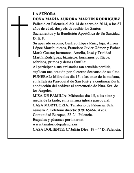 Doña María Aurora Martín Rodríguez