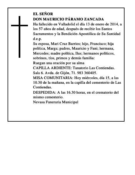 Don Mauricio Páramo Zancada