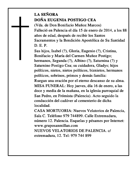 Doña Eugenia Postigo Cea