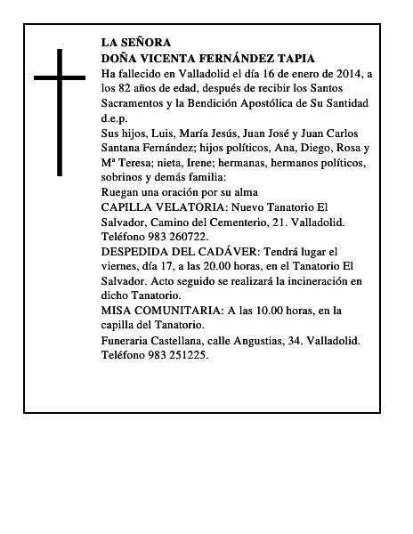 Doña Vicenta Fernández Tapia