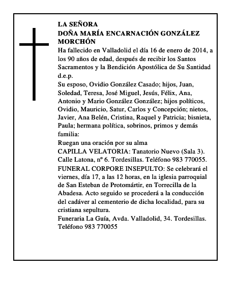 Doña María Encarnación González Morchón