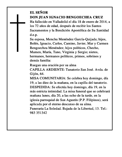 Don Juan Ignacio Bengoechea Cruz