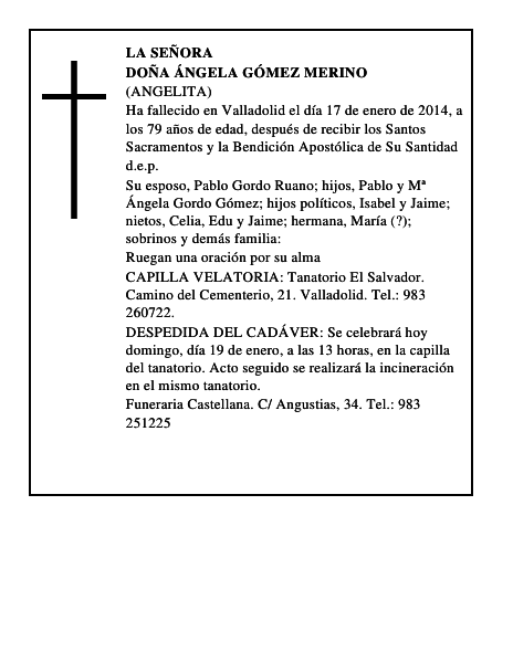 Doña Ángela Gómez Merino