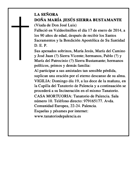 Doña María Jesús Sierra Bustamante