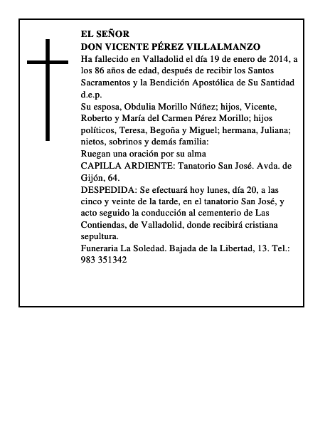 Don Vicente Pérez Villalmanzo