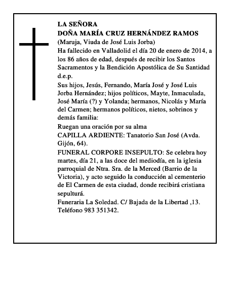 Doña María Cruz Hernández Ramos