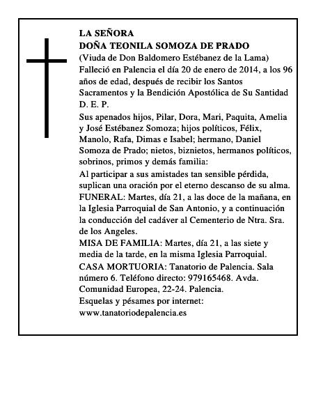 Doña Teonila Somoza de Prado
