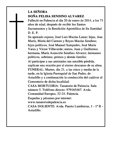 Doña Felisa Sendino Alvarez