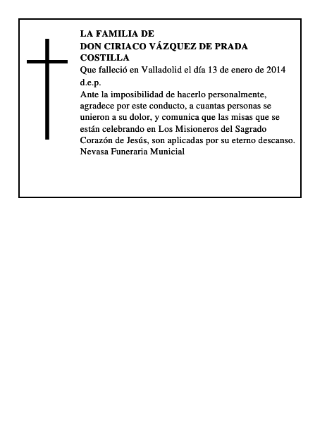 Don Ciriaco Vázquez de Prada Costilla