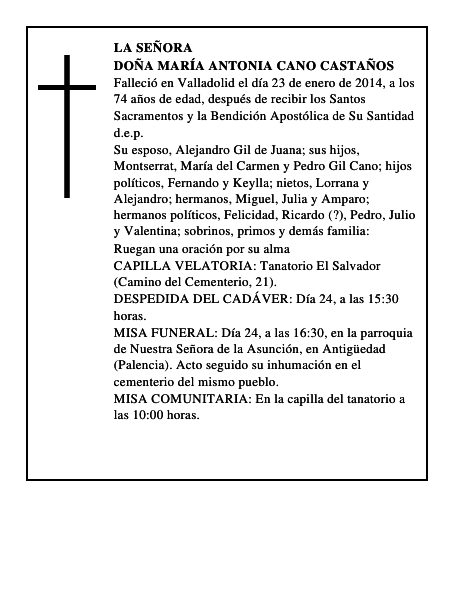 Doña María Antonia Cano Castaños