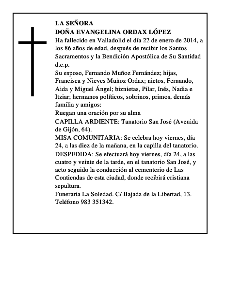 Doña Evangelina Ordax López