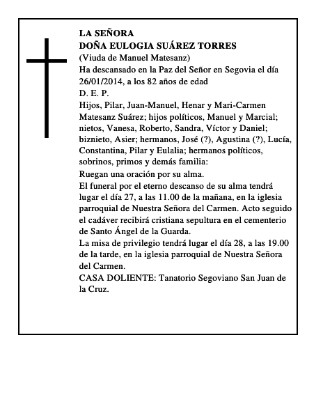 Doña Eulogia Suárez Torres