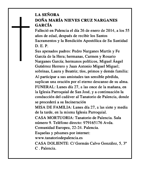 Doña María Nieves Cruz Narganes García