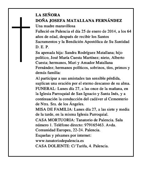 Doña Josefa Matallana Fernández