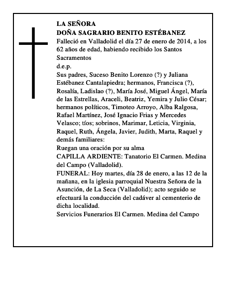 Doña Sagrario Benito Estébanez