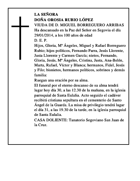 Doña Orosia Rubio López