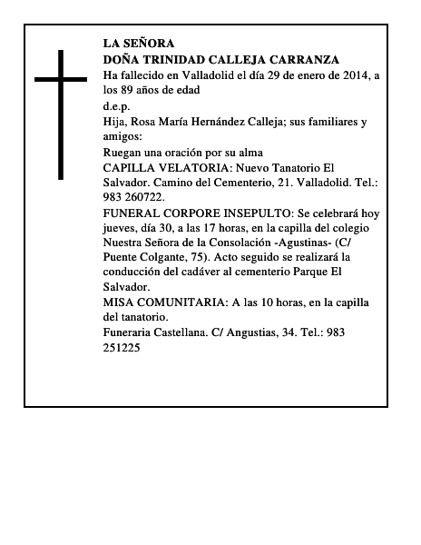Doña Trinidad Calleja Carranza