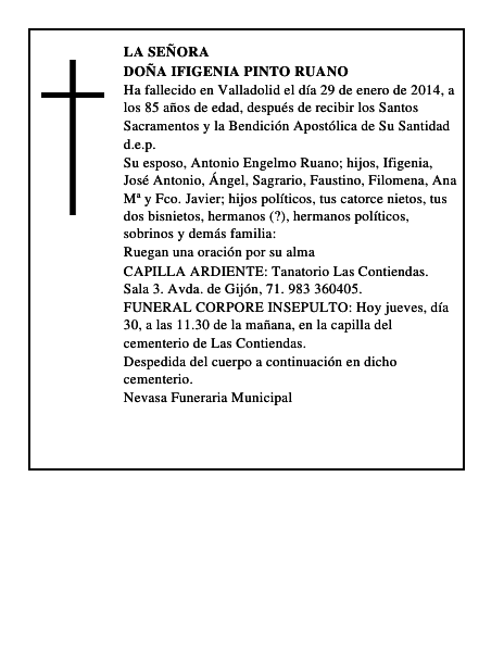 Doña Ifigenia Pinto Ruano
